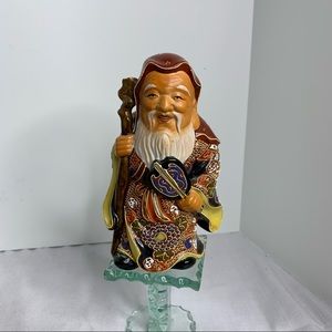 Japanese Satsuma Moriage FuLu Shou Immortal God